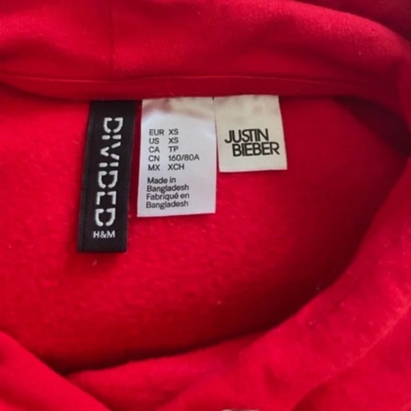 Justin Bieber x Divided H&M | Purpose World Tour Cropped Hoodie | Size XS - Picture 8 of 9